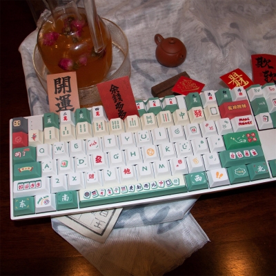 The God of Mahjong Possession 104+16 PBT Keycaps Set Backlit / Opaque Cherry / QX3 Profile for MX Switches Keyboard